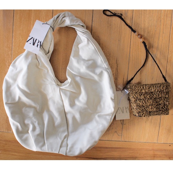 Zara Soft Leather Oval Twisted Shopper Bag NWT - Picture 7 of 10